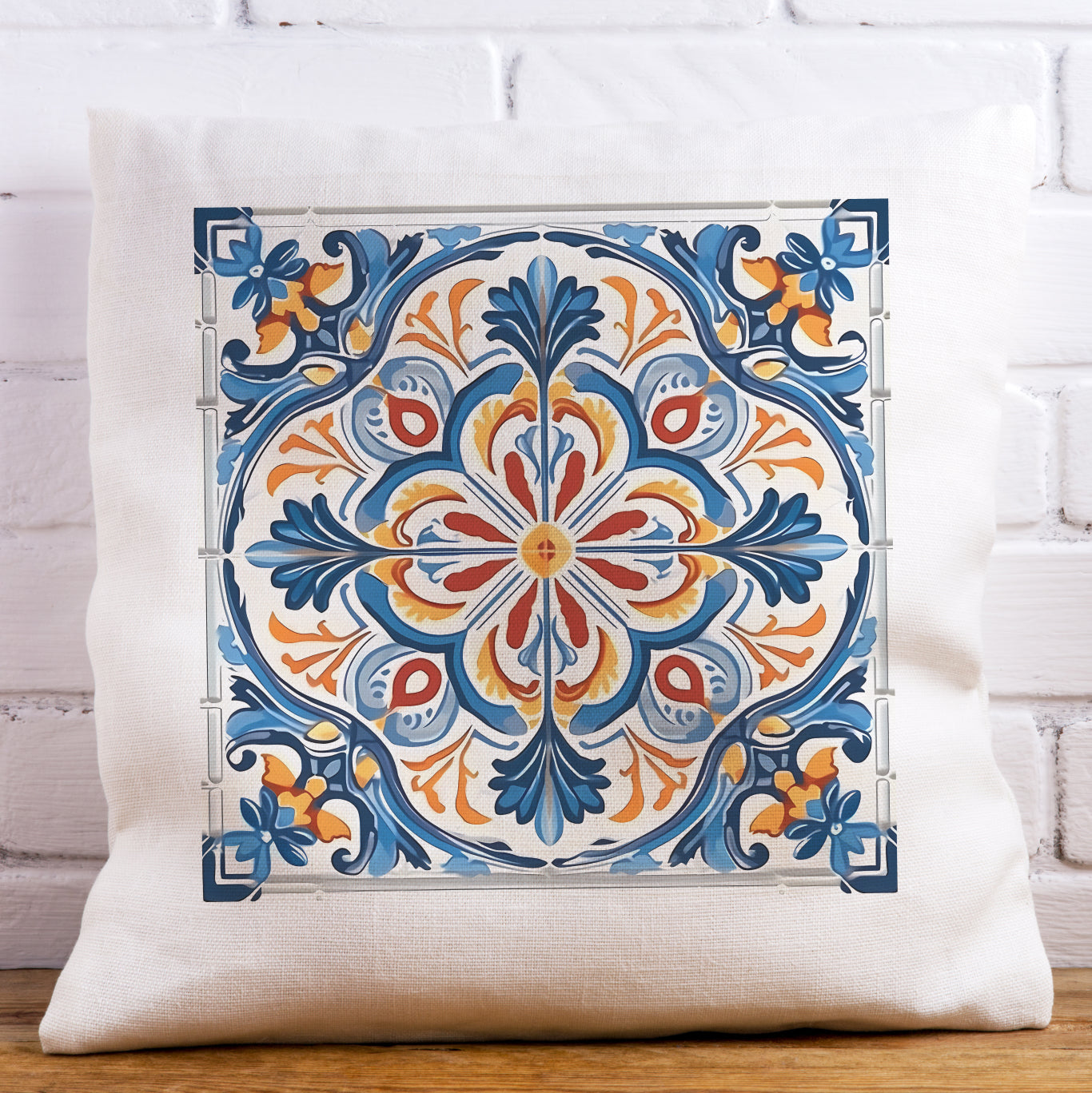 Elegant Tile Design Pillow - Portuguese Artistry for Your Home