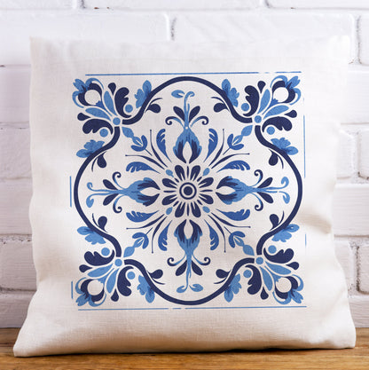 Traditional Portuguese Tile Inspired Pillow - Infuse Your Home with Cultural Elegance