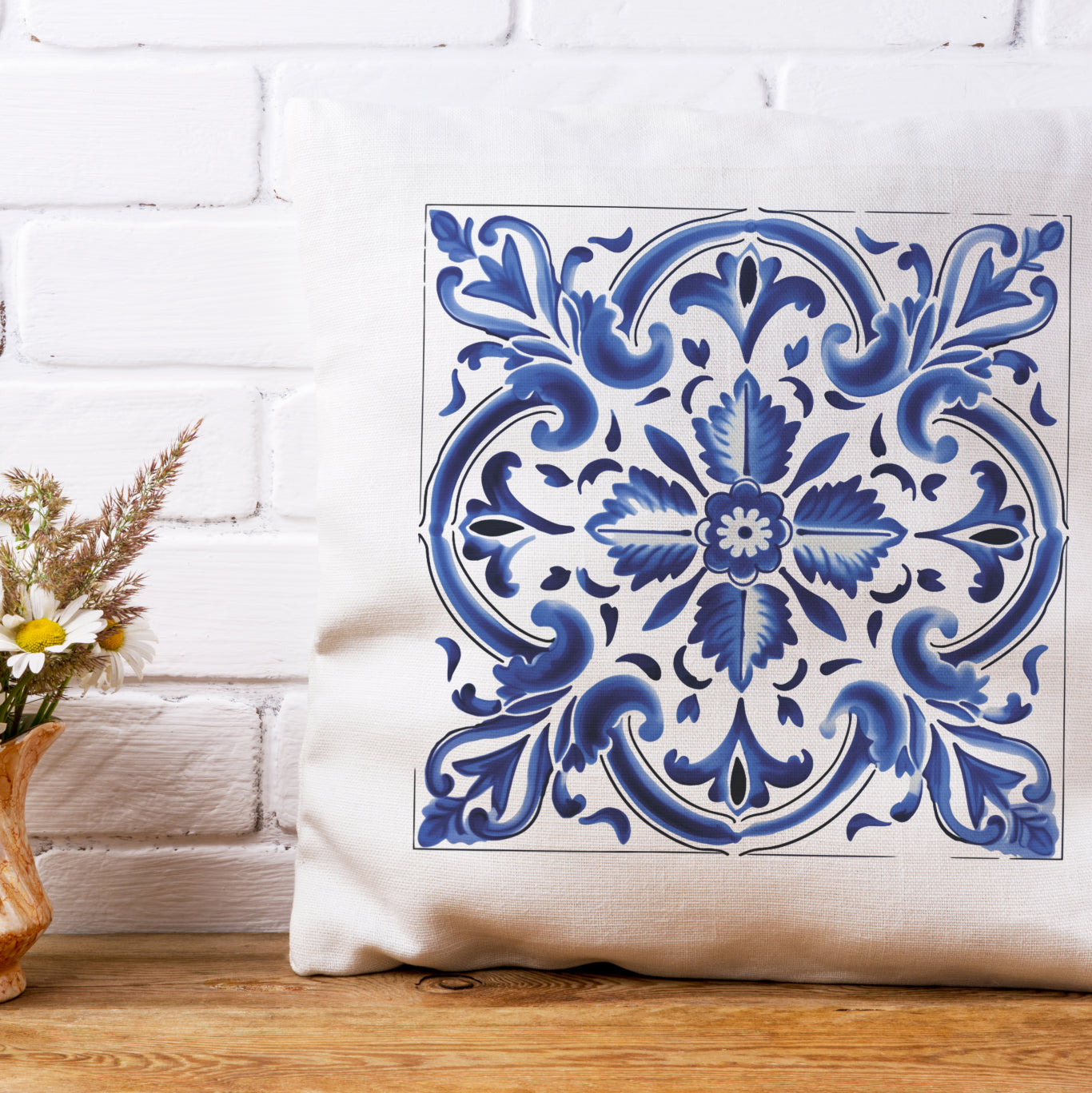 Authentic Traditional Portuguese  Tile Design Pillow - Embrace Portugal’s Timeless Beauty