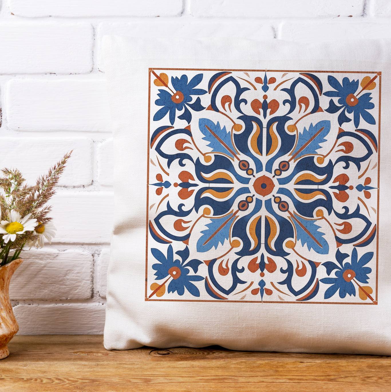 Traditional Portuguese Tile Inspired Pillow - Bring Portugal Home