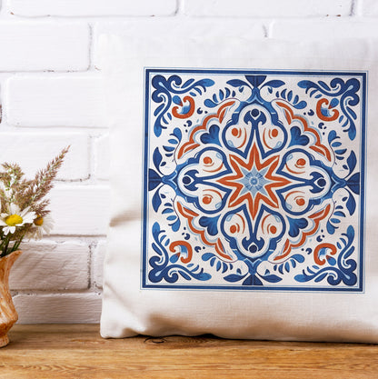 Classic Portuguese Tile Pattern Pillow - Infuse Elegance into Your Home