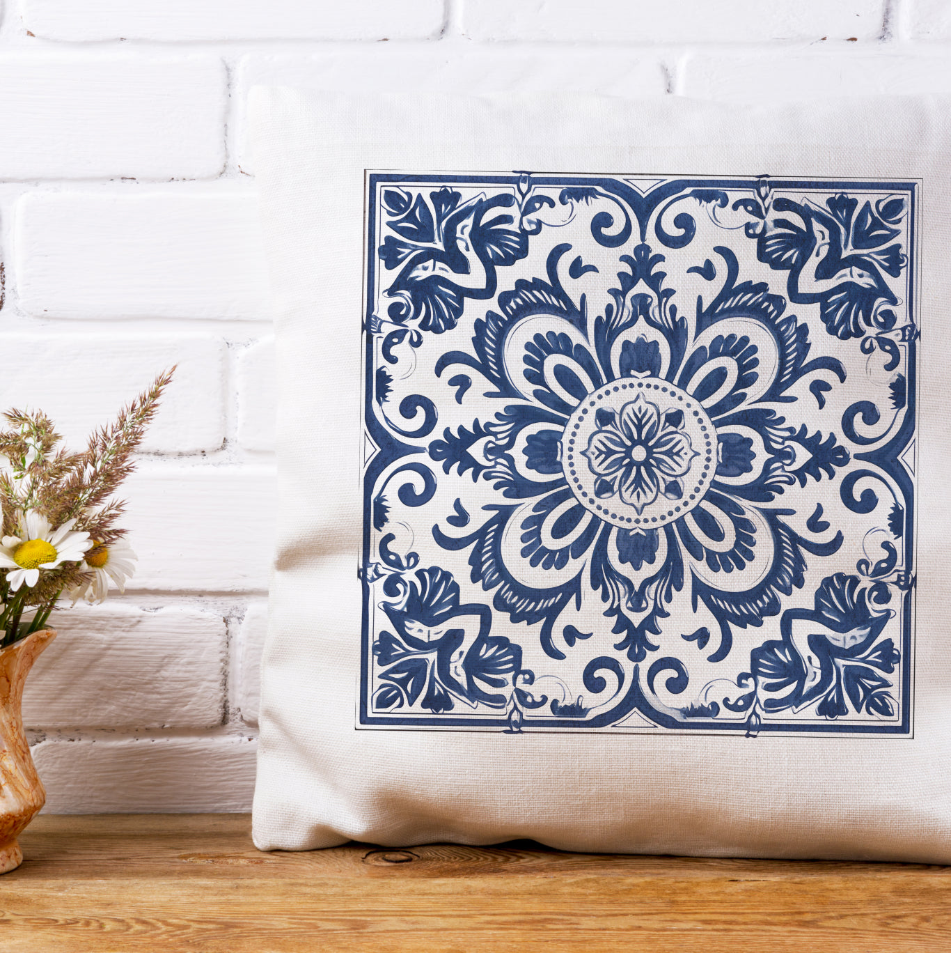 Traditional Portuguese Tile Inspired Pillow - Bring Portugal Home