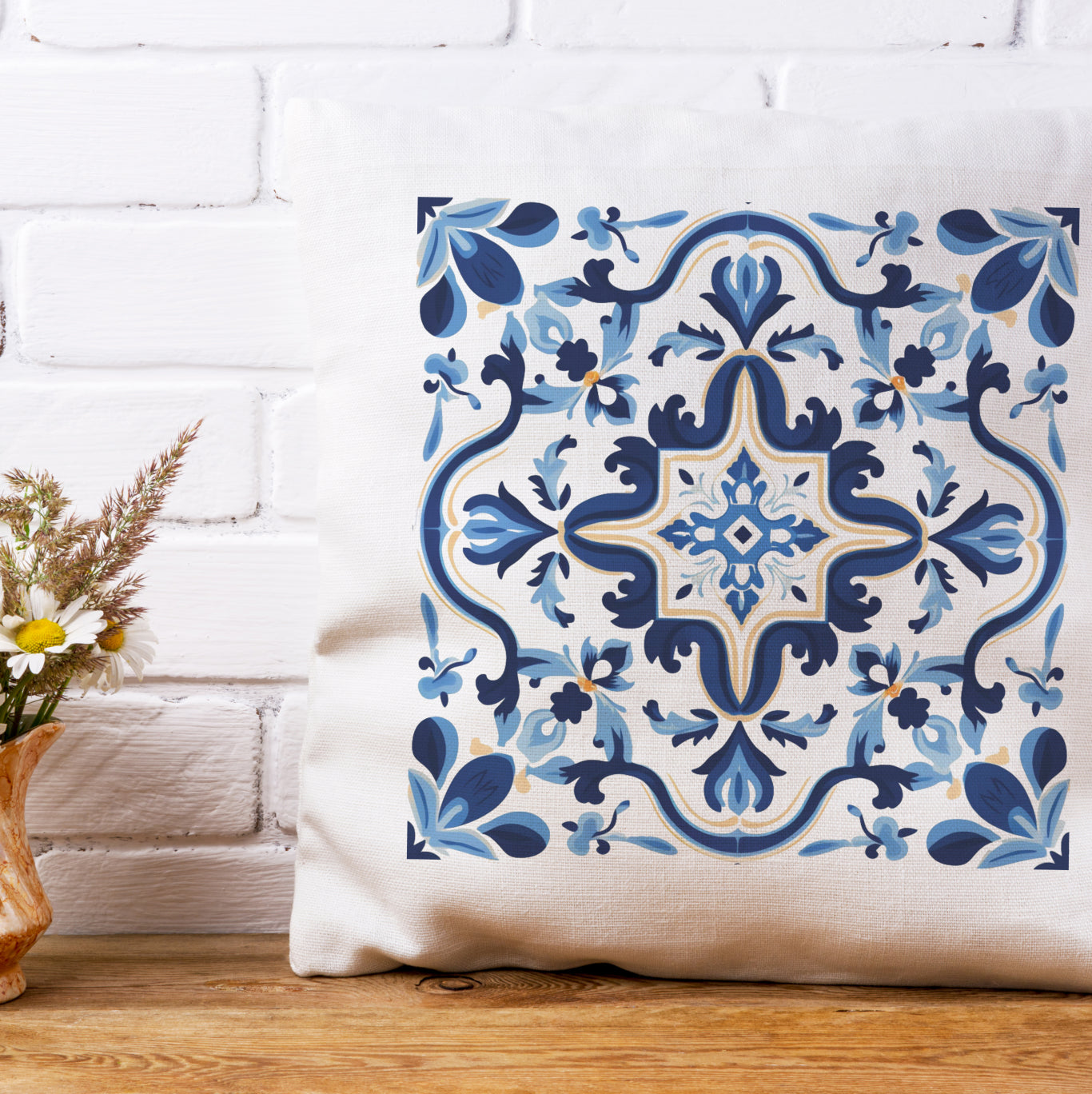 Classic Tile Pattern Pillow - Add a Touch of Portugal to Your Home