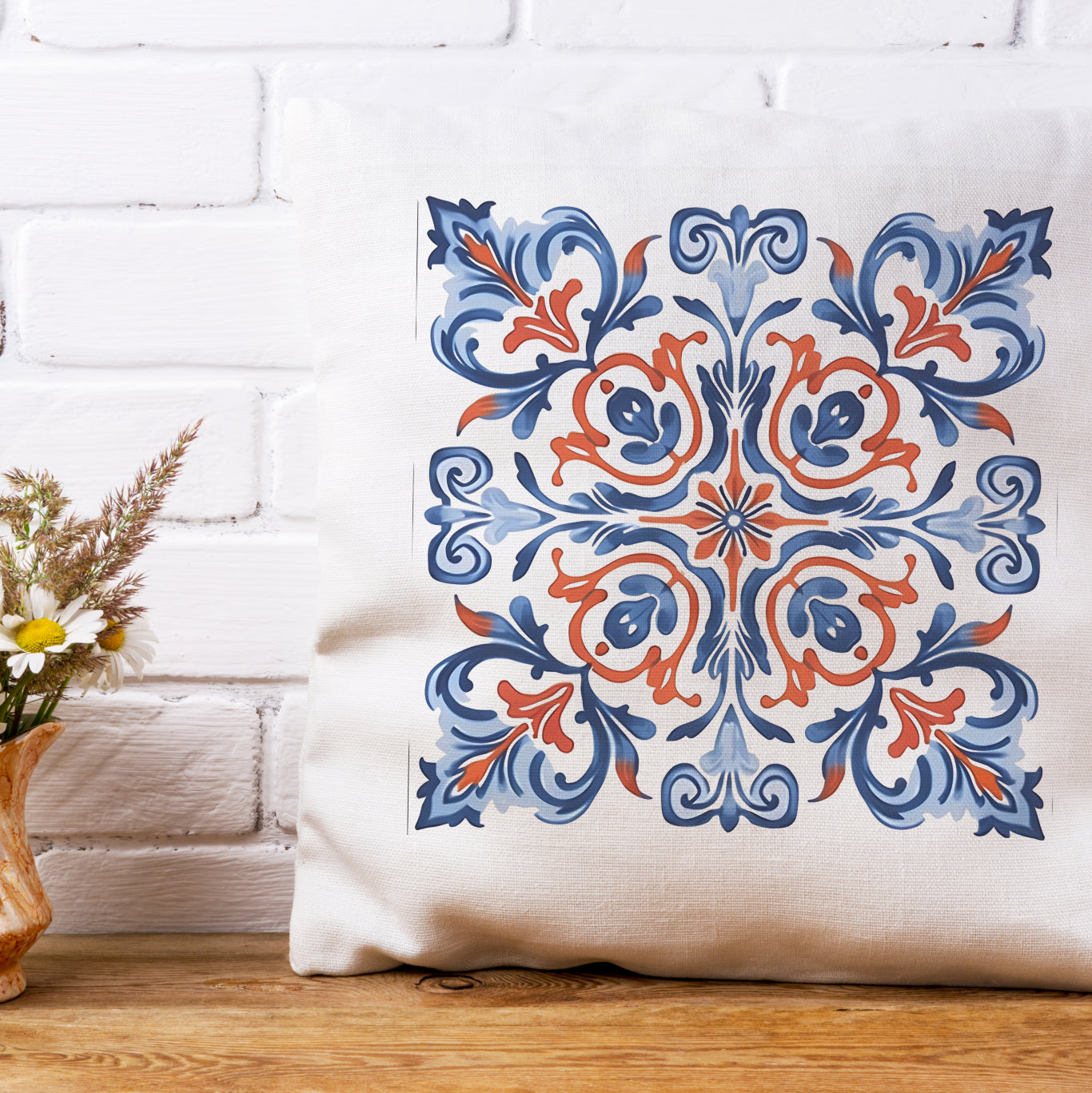 Classic Portuguese Tile Pattern Pillow - Infuse Elegance into Your Home