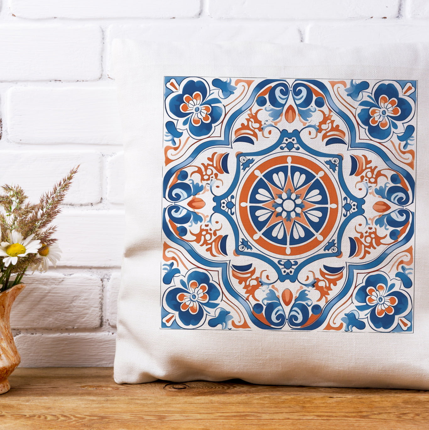 Traditional Portuguese Tile Inspired Pillow - Bring Portugal Home