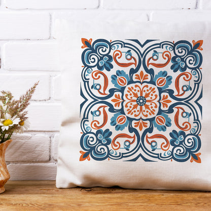 Portuguese Heritage Tile Pillow - Infuse Your Space with Timeless Elegance