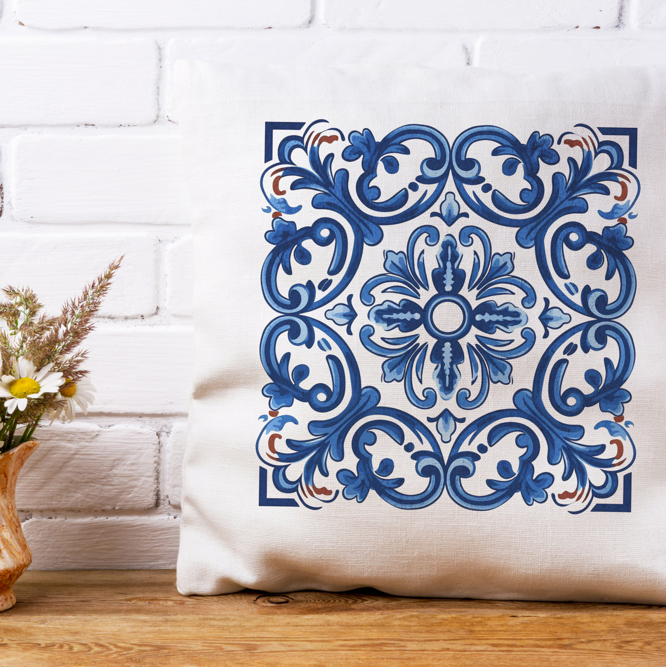 Classic Portuguese Tile Pattern Pillow - Infuse Elegance into Your Home