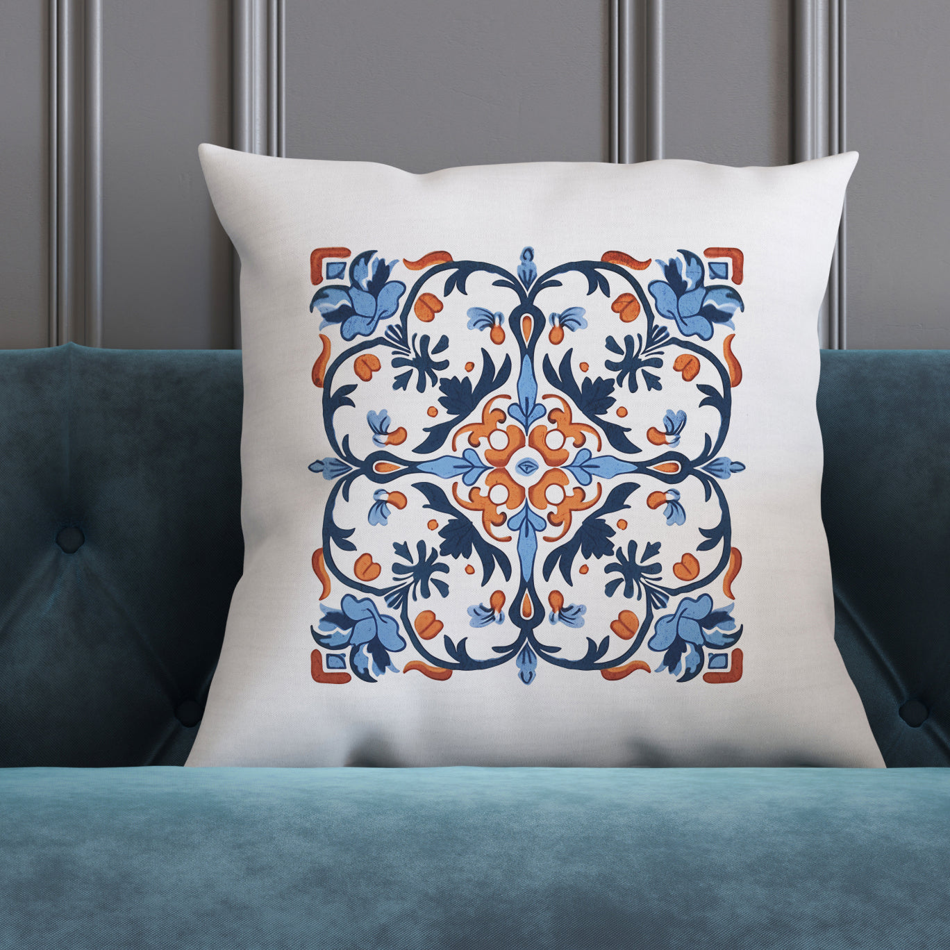 Classic Portuguese Tile Pattern Pillow - Infuse Elegance into Your Home