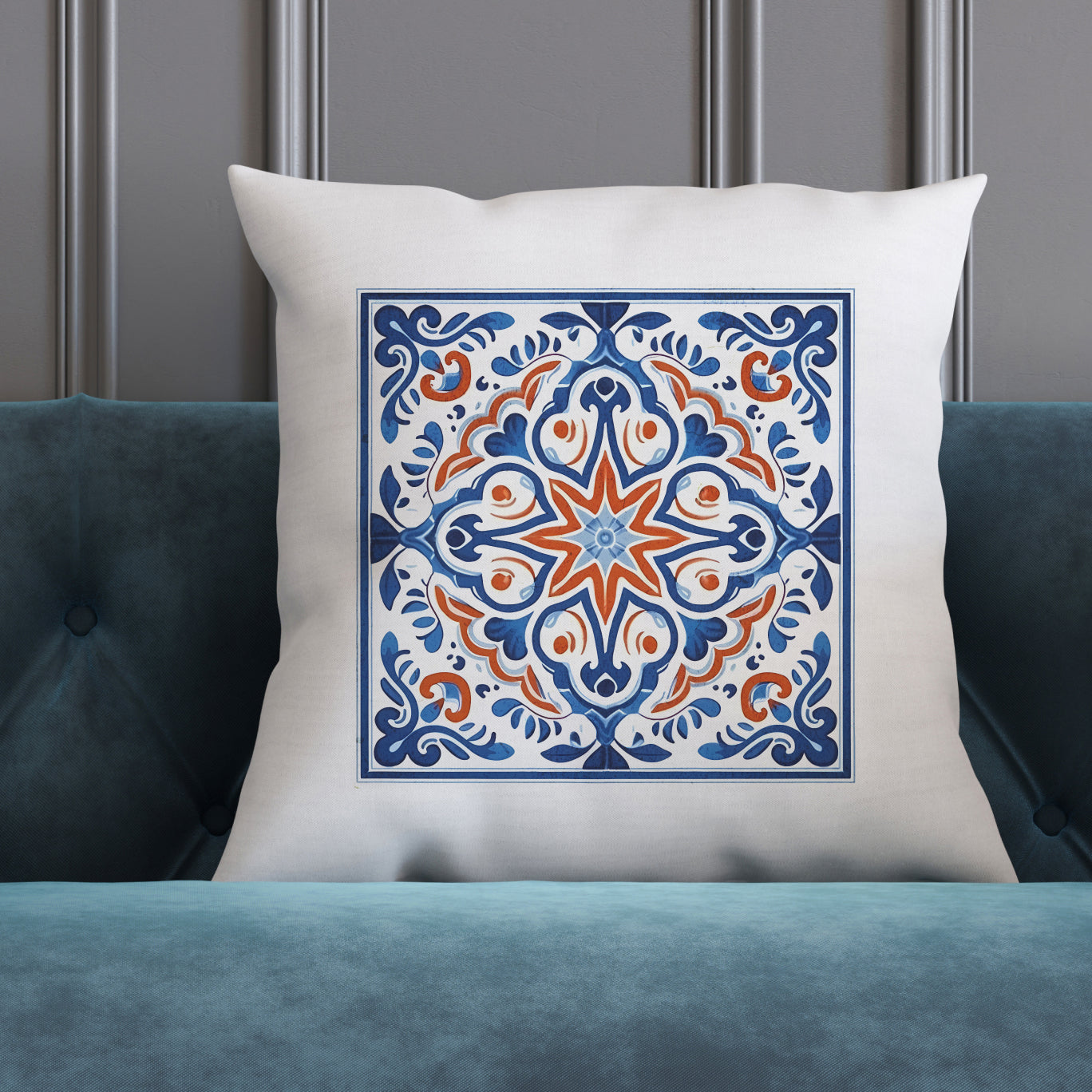 Classic Portuguese Tile Pattern Pillow - Infuse Elegance into Your Home