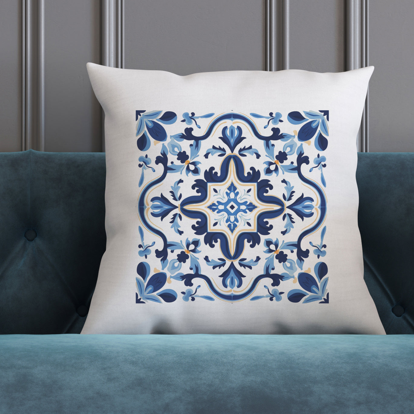 Classic Tile Pattern Pillow - Add a Touch of Portugal to Your Home