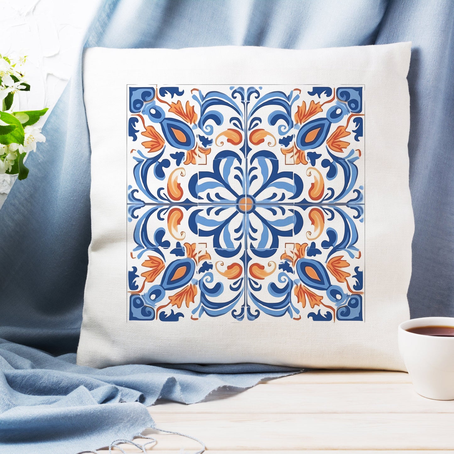 Traditional Portuguese Tile Inspired Pillow - Bring Portugal Home