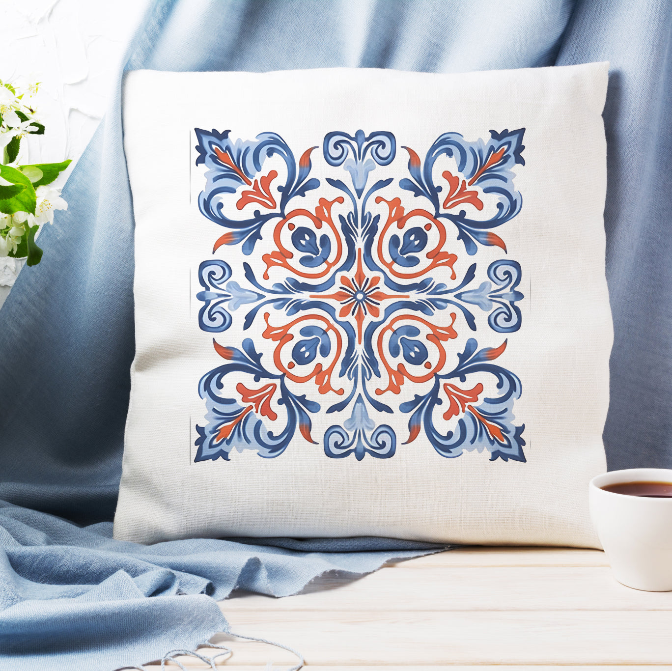 Classic Portuguese Tile Pattern Pillow - Infuse Elegance into Your Home