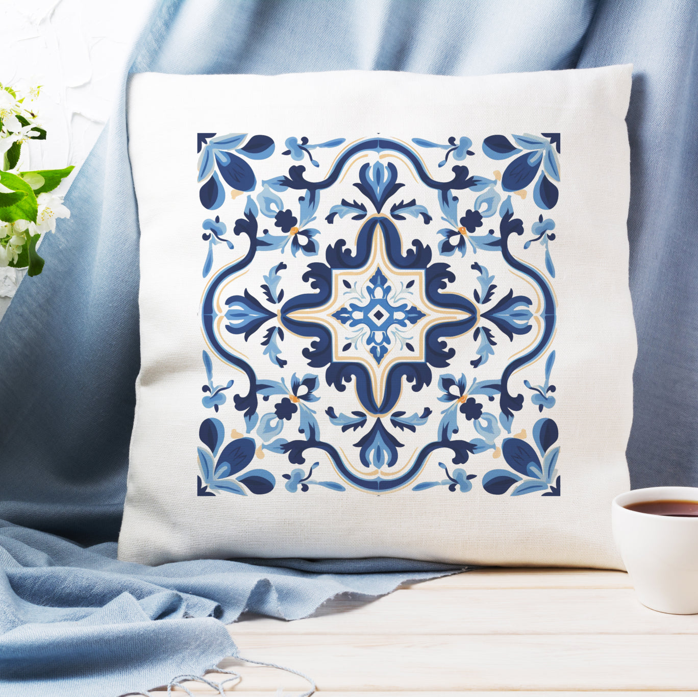 Classic Tile Pattern Pillow - Add a Touch of Portugal to Your Home