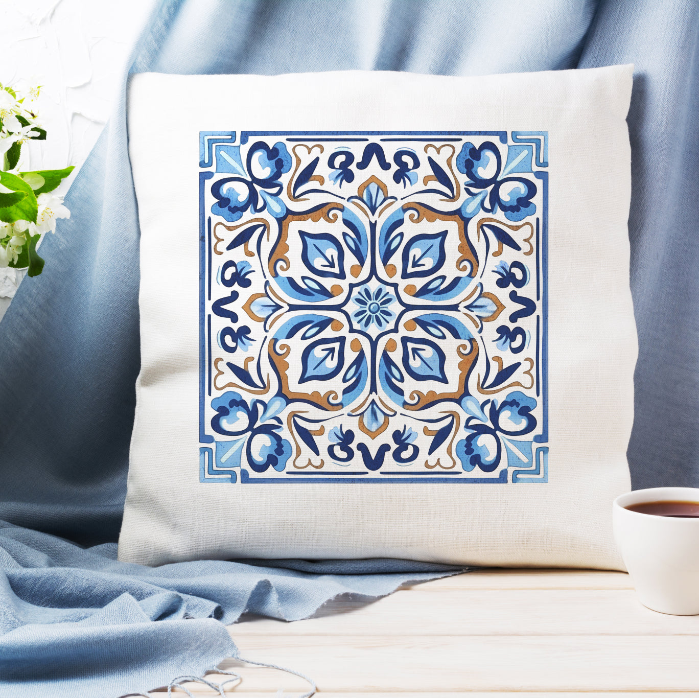 Traditional Portuguese Tile Inspired Pillow - Bring Portugal Home! //Almofada Inspirada nos Azulejos Portugueses-  Traga Portugal para Casa!