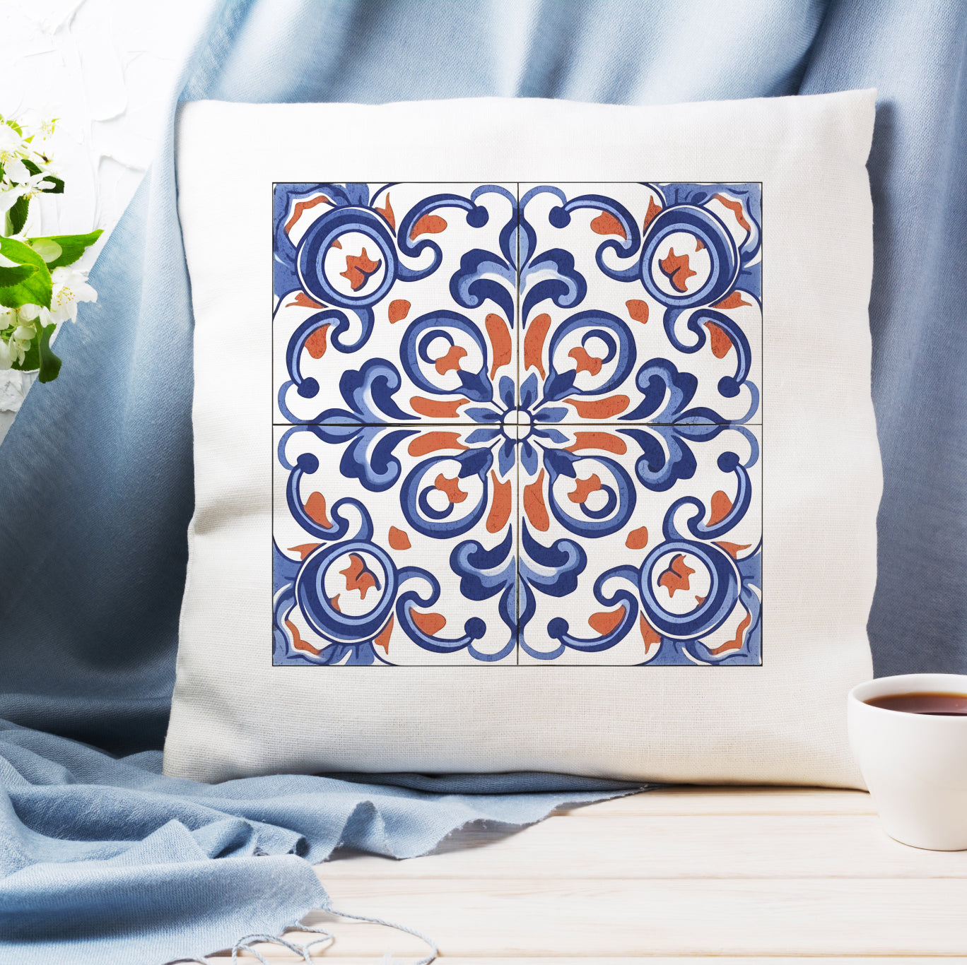 Traditional Portuguese Tile Inspired Pillow - Bring Portugal Home