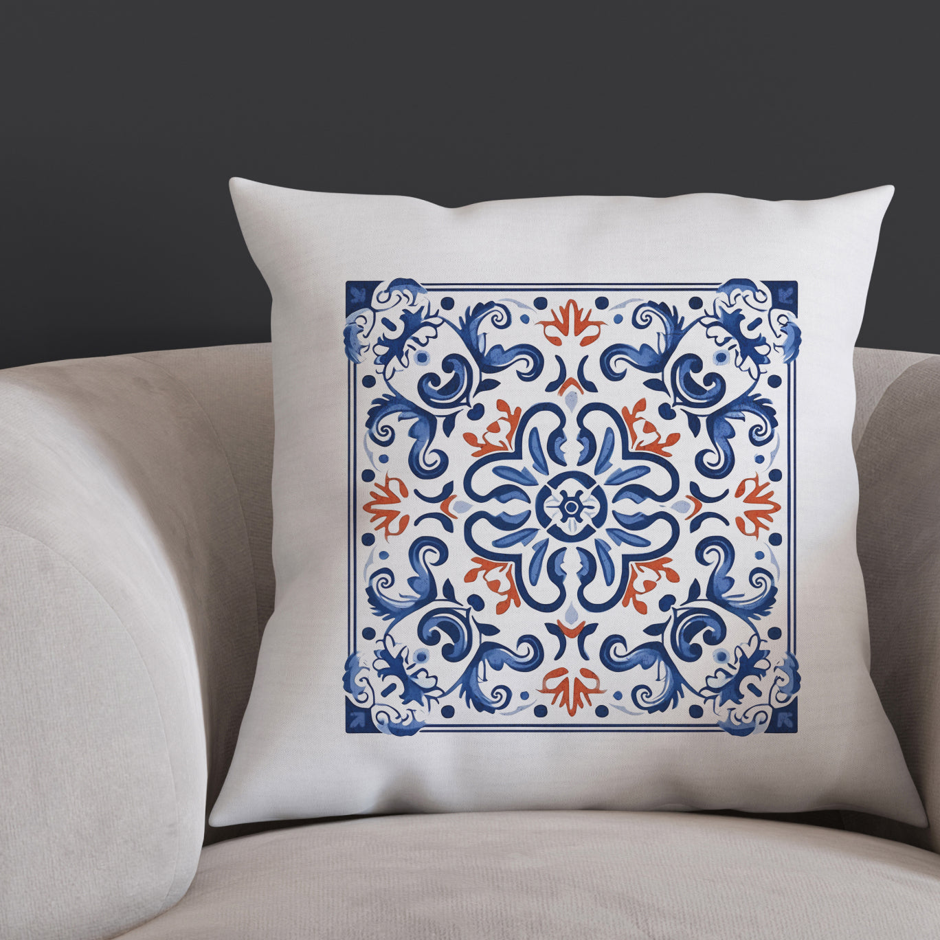 Elegant Tile Pattern Pillow - Portuguese Heritage for Your Home