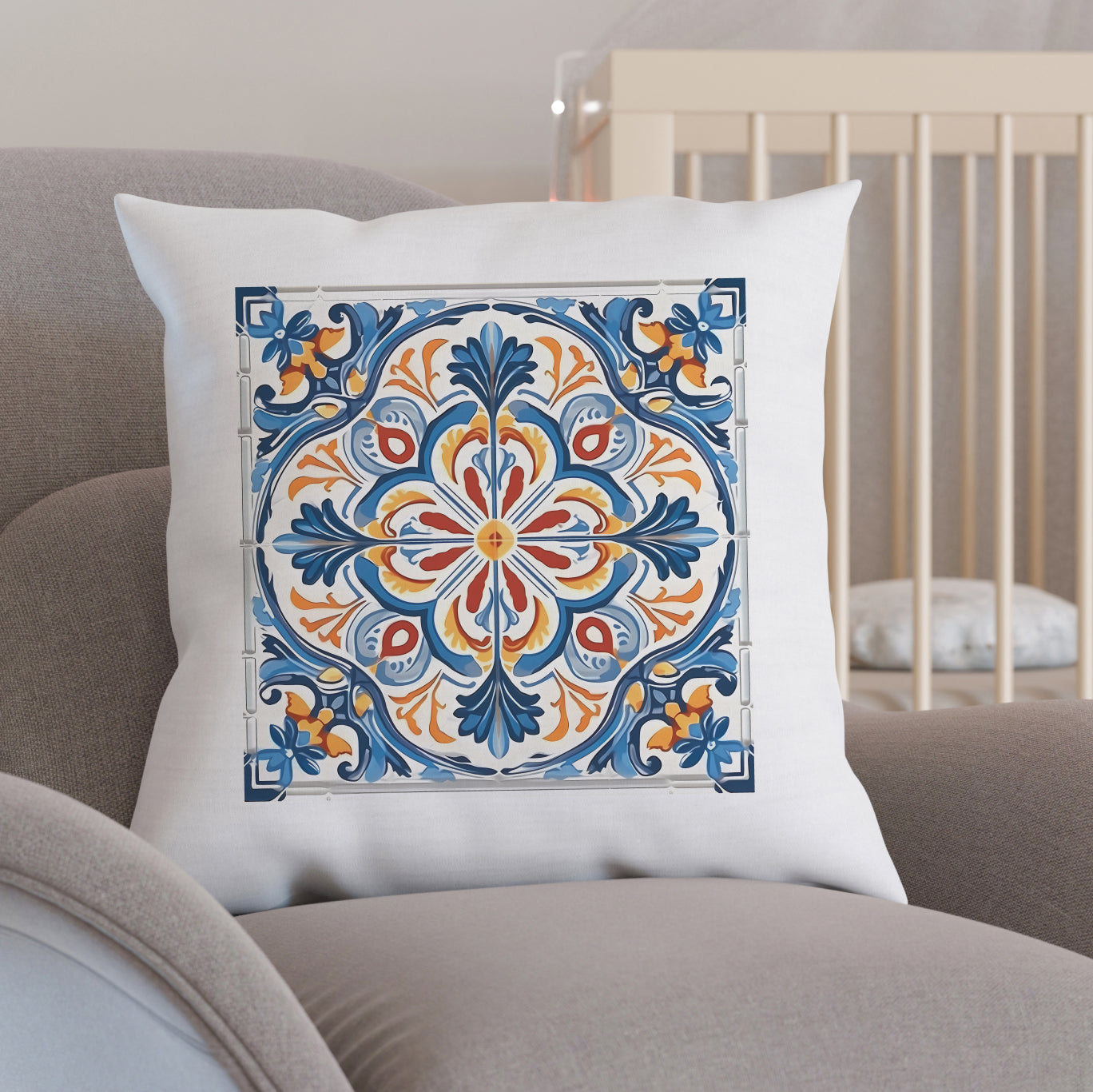 Elegant Tile Design Pillow - Portuguese Artistry for Your Home