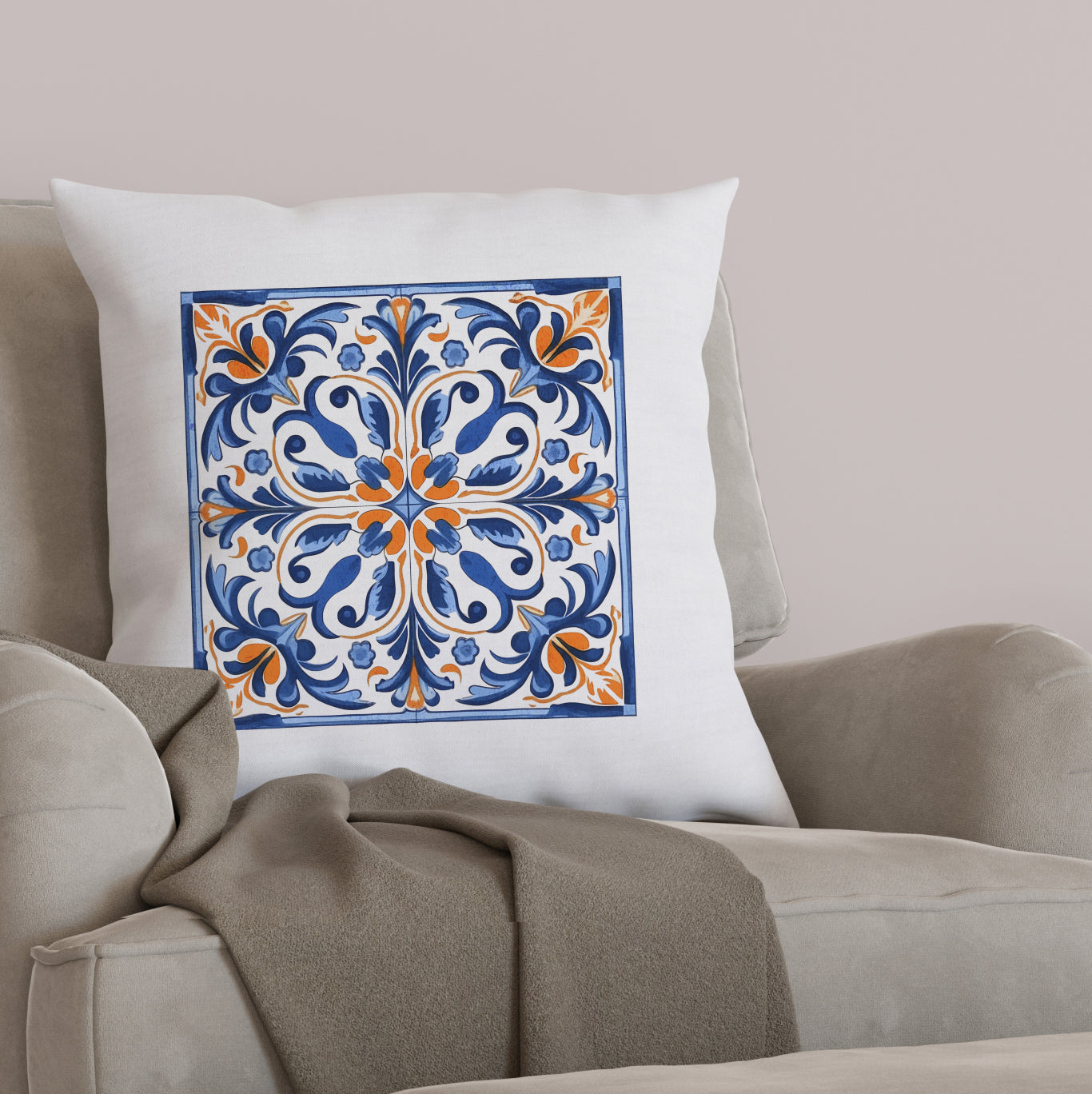 Traditional Portuguese Tile Inspired Pillow - Bring Portugal Home