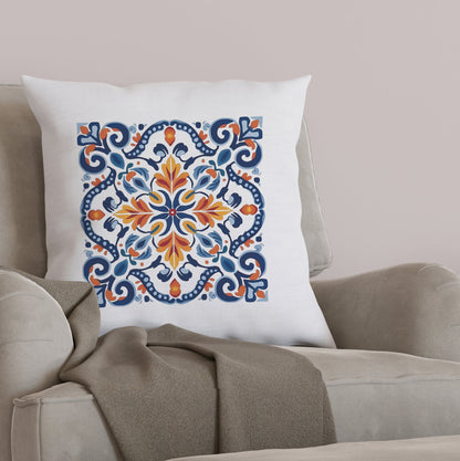 Elegant Tile Design Pillow - Portuguese Artistry for Your Home