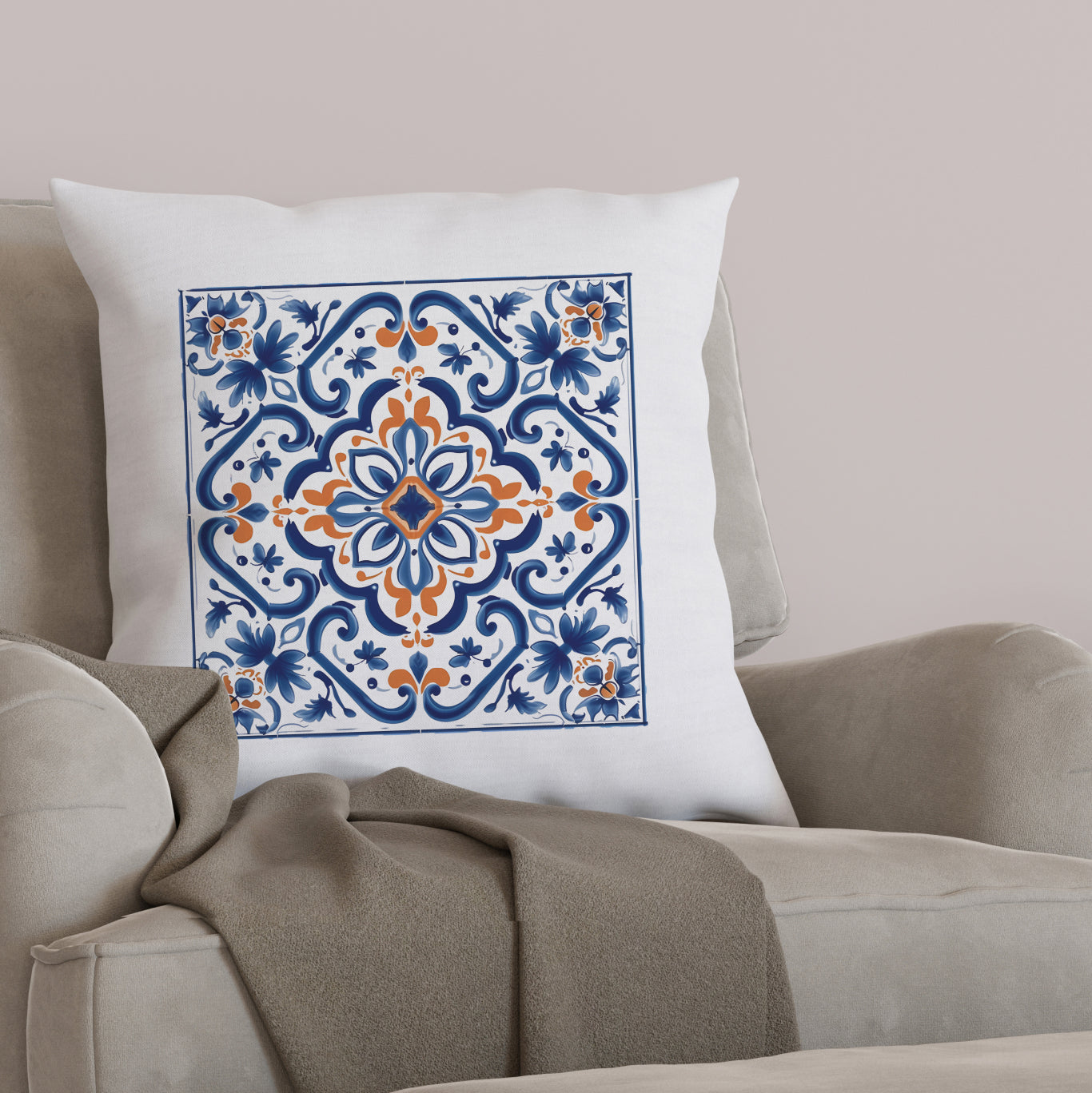 Elegant Portuguese Tile Design Pillow - Bring the Beauty of Portugal Home