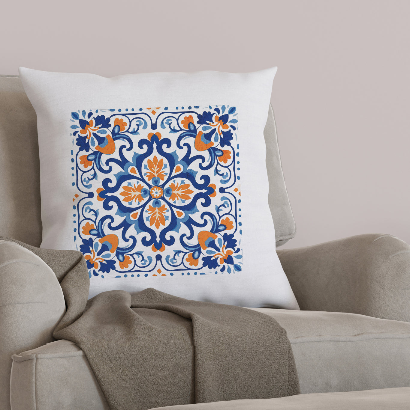 Elegant Tile Pattern Pillow - Portuguese Heritage for Your Home