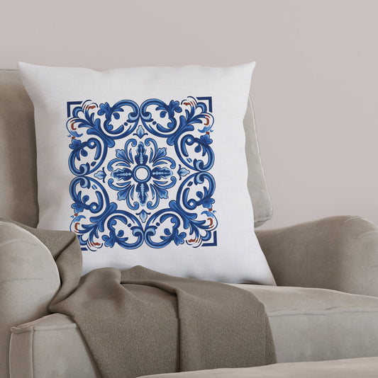 Classic Portuguese Tile Pattern Pillow - Infuse Elegance into Your Home