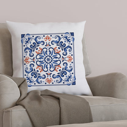 Elegant Tile Pattern Pillow - Portuguese Heritage for Your Home