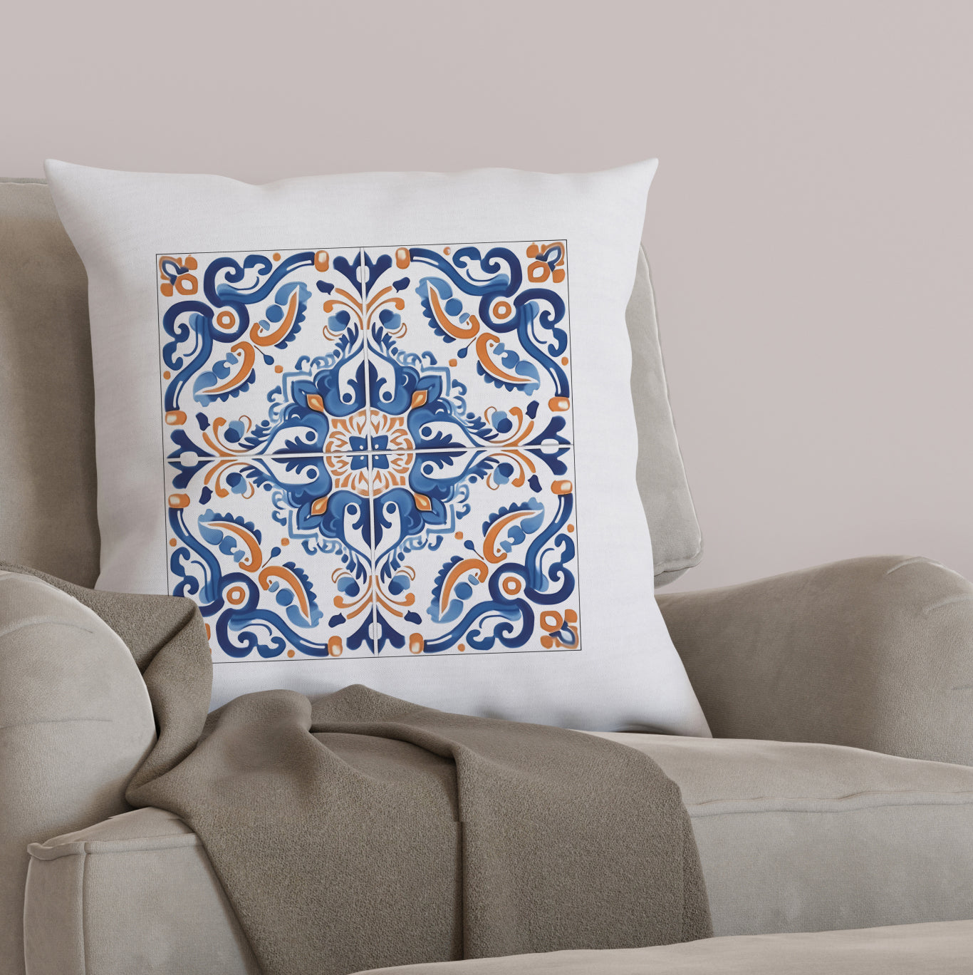 Elegant Portuguese Tile Design Pillow - Bring the Beauty of Portugal Home