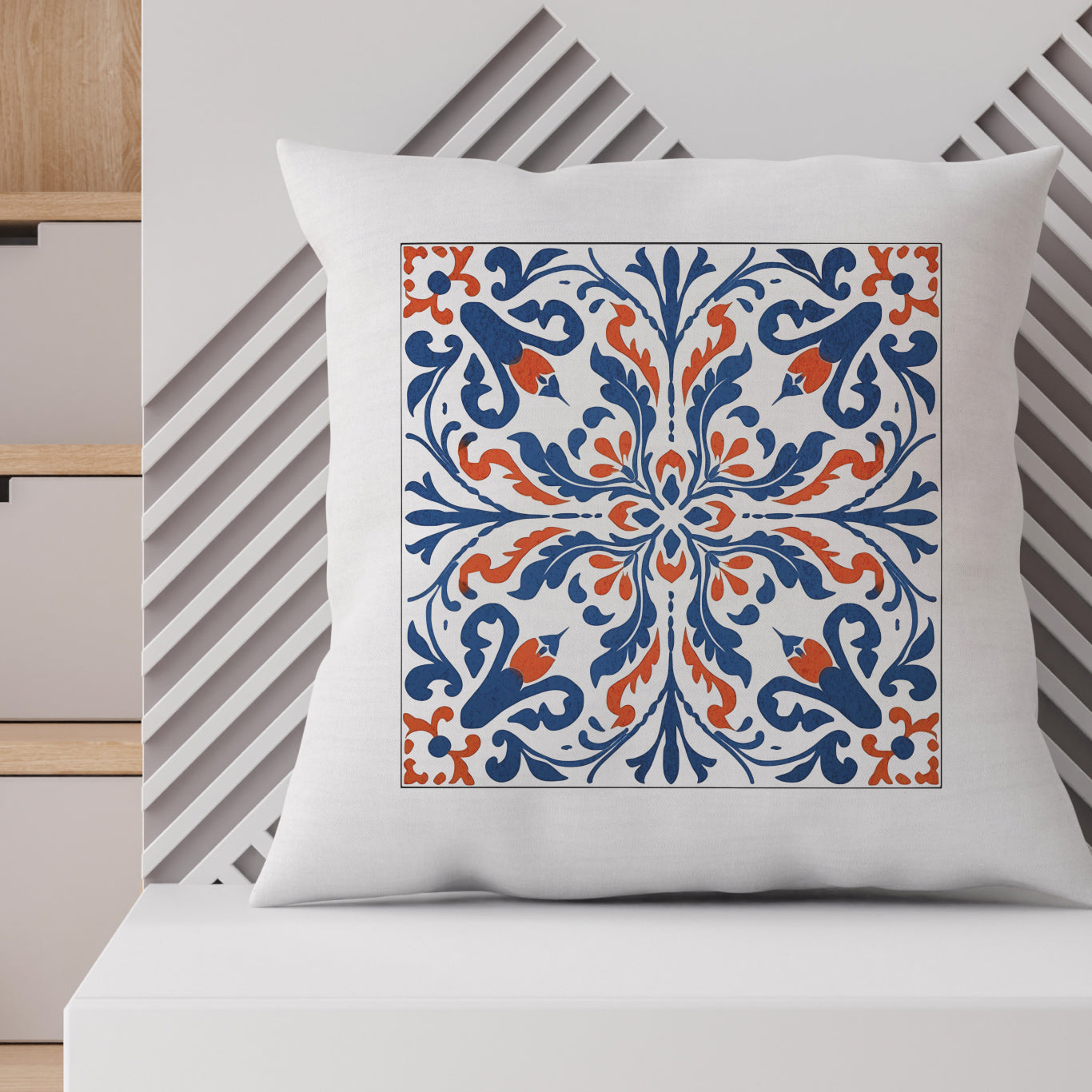 Classic Portuguese Tile Pattern Pillow - Infuse Elegance into Your Home