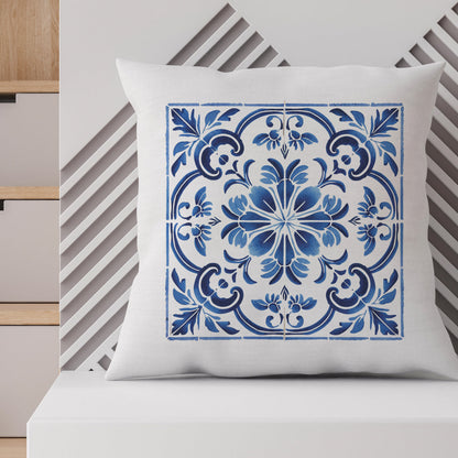 Portuguese Heritage Tile Pillow - Infuse Your Space with Timeless Elegance