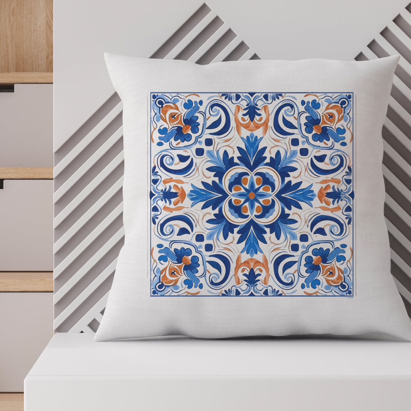 Authentic Tile Pattern Pillow - Portuguese Charm for Your Home