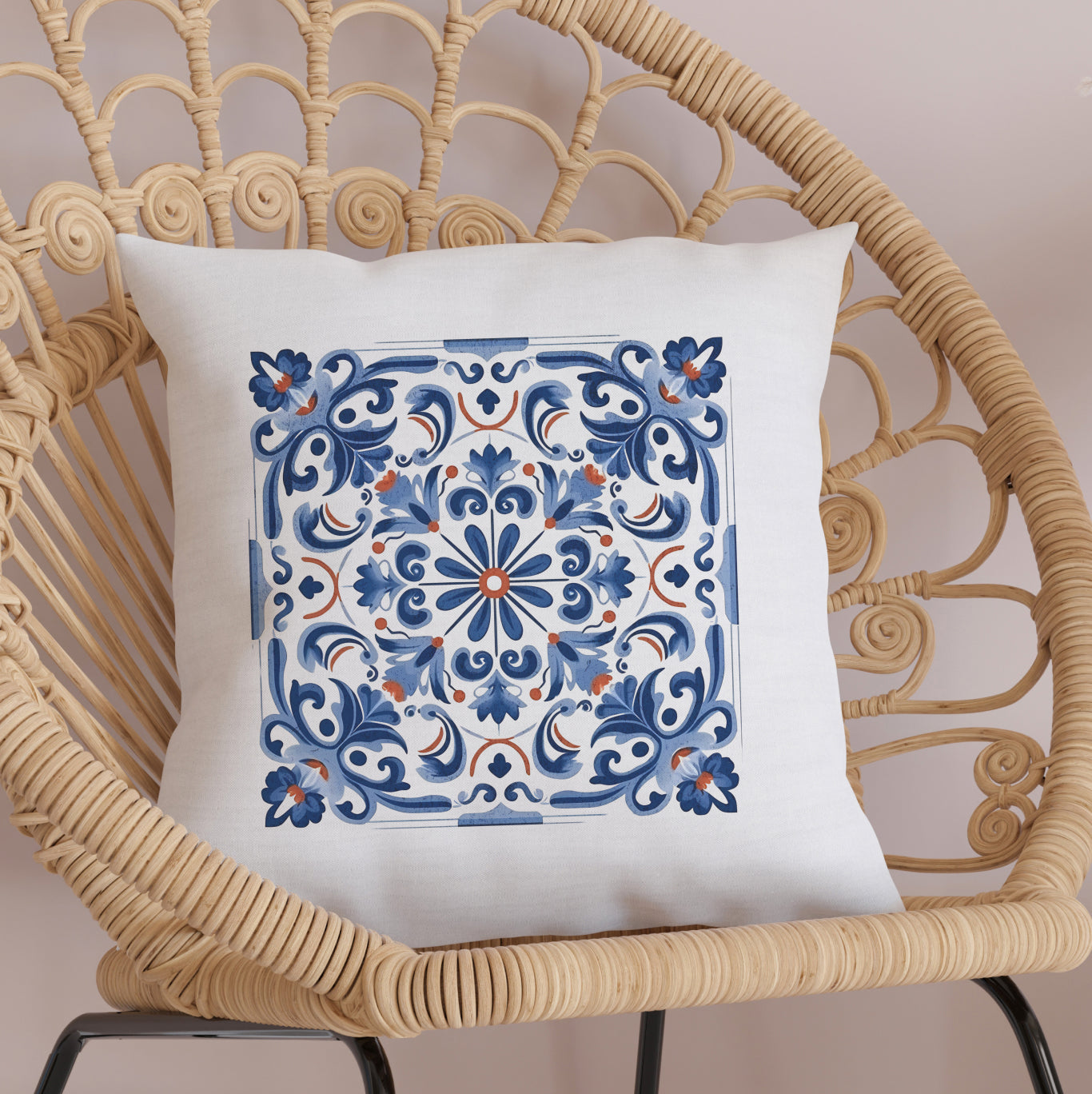 Elegant Tile Pattern Pillow - Portuguese Heritage for Your Home