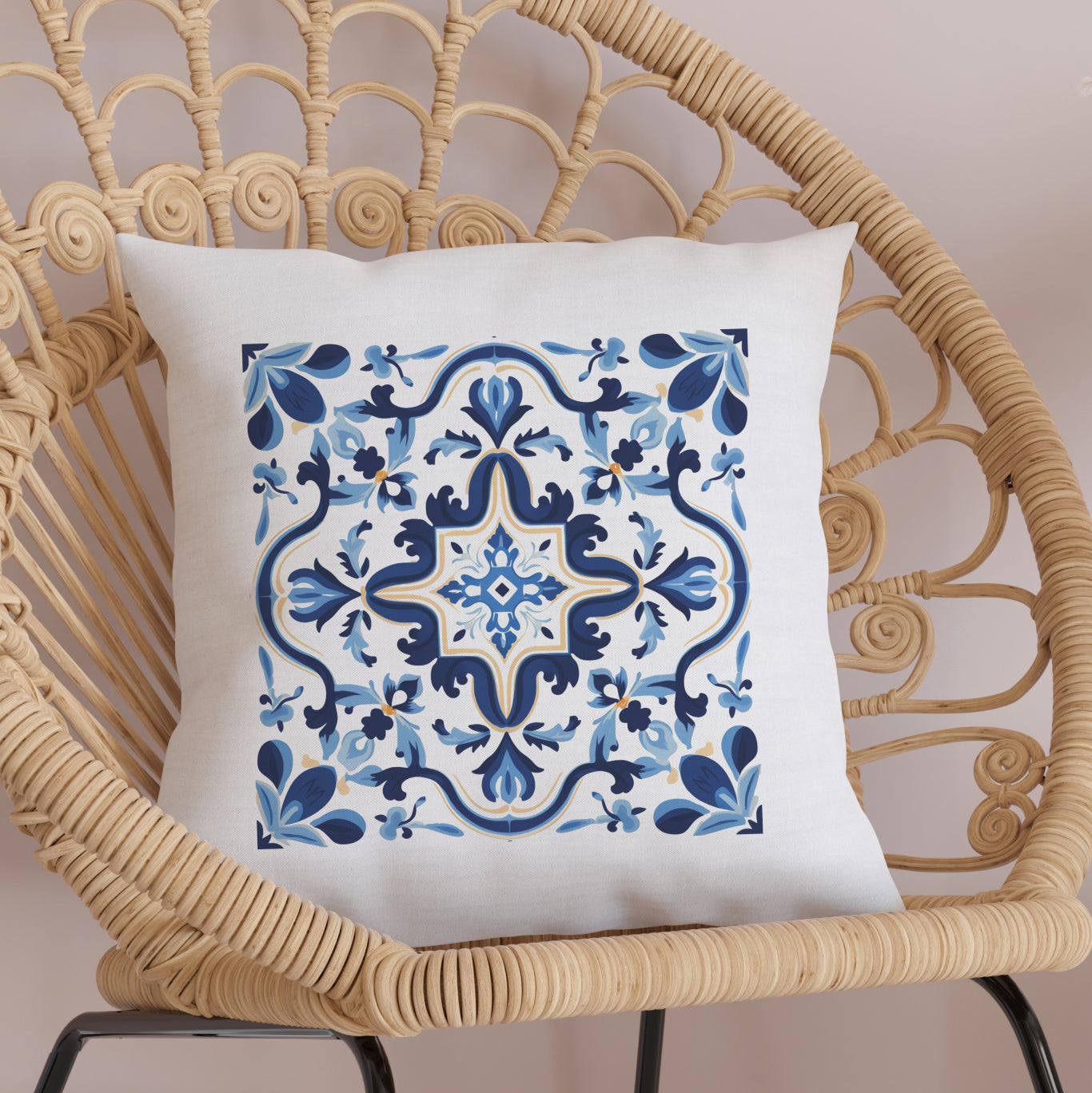 Classic Tile Pattern Pillow - Add a Touch of Portugal to Your Home