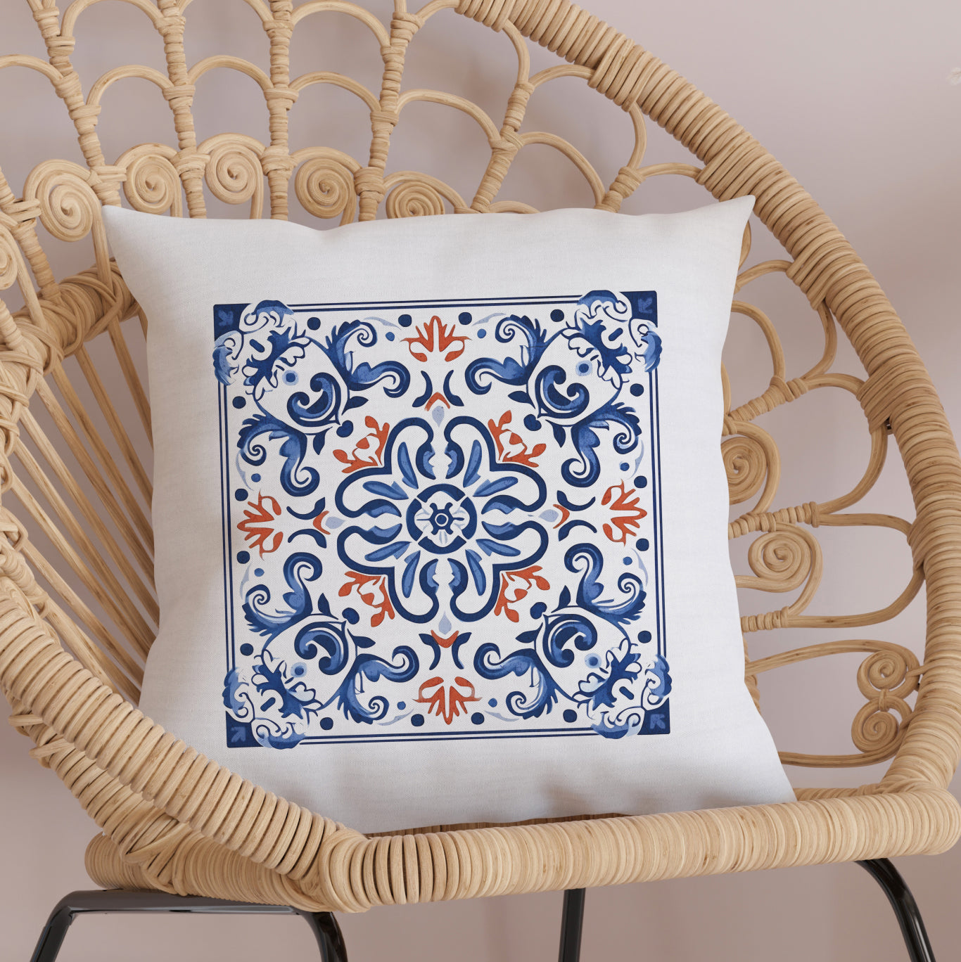 Elegant Tile Pattern Pillow - Portuguese Heritage for Your Home