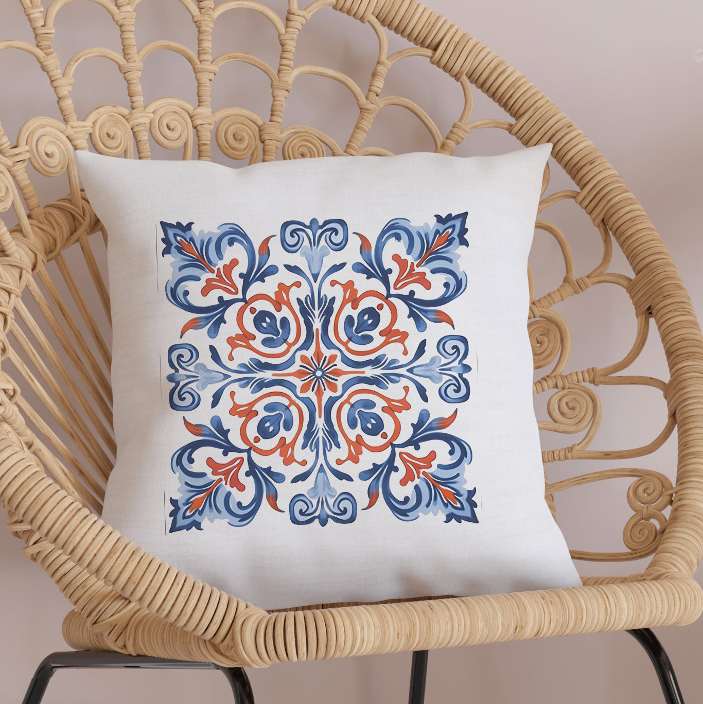 Classic Portuguese Tile Pattern Pillow - Infuse Elegance into Your Home