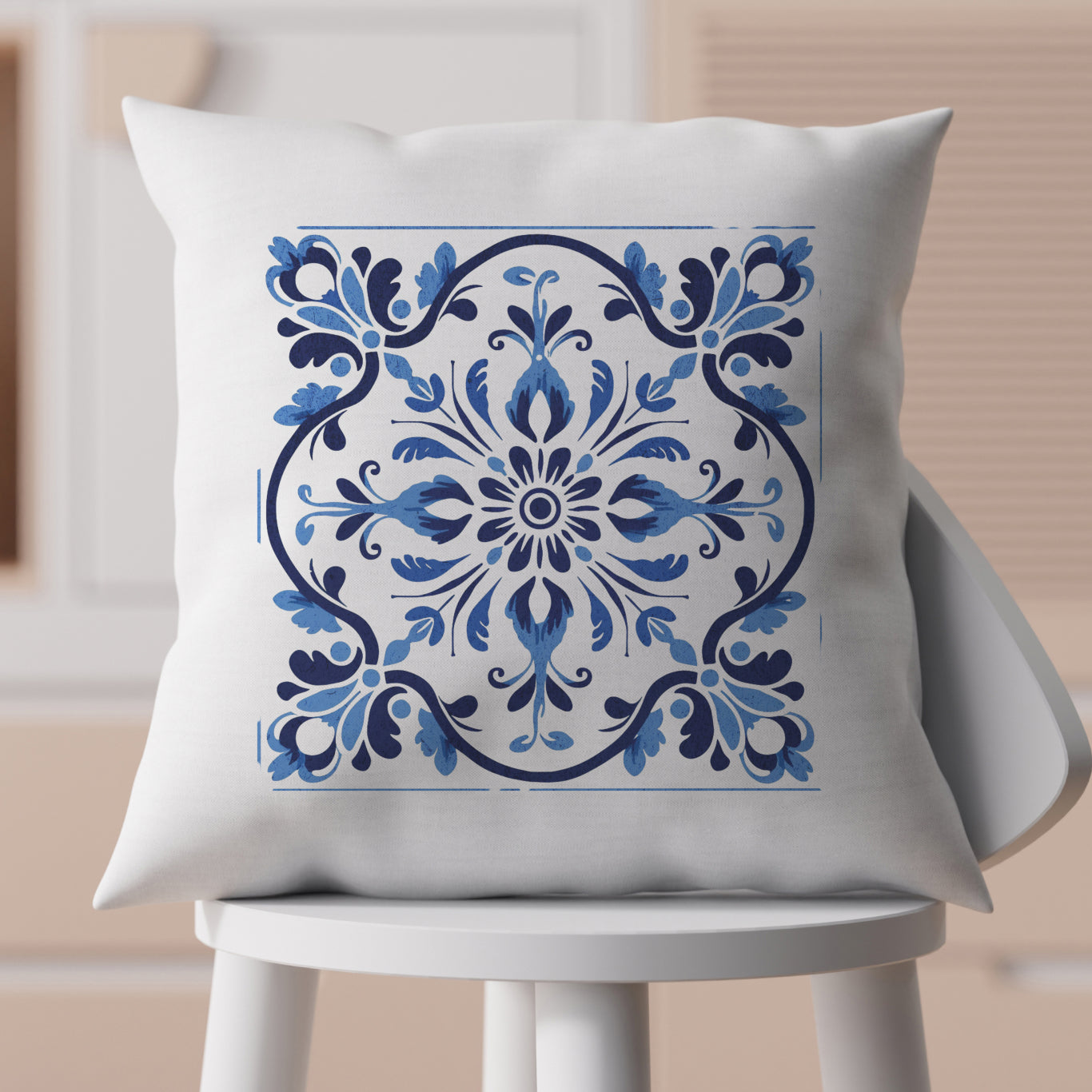 Traditional Portuguese Tile Inspired Pillow - Infuse Your Home with Cultural Elegance