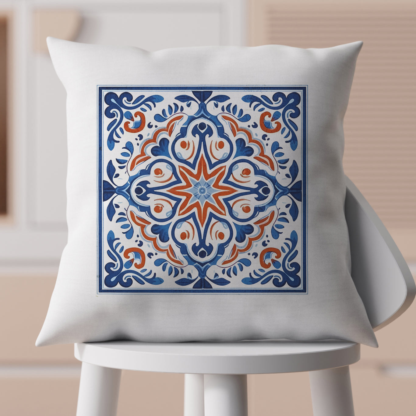 Classic Portuguese Tile Pattern Pillow - Infuse Elegance into Your Home