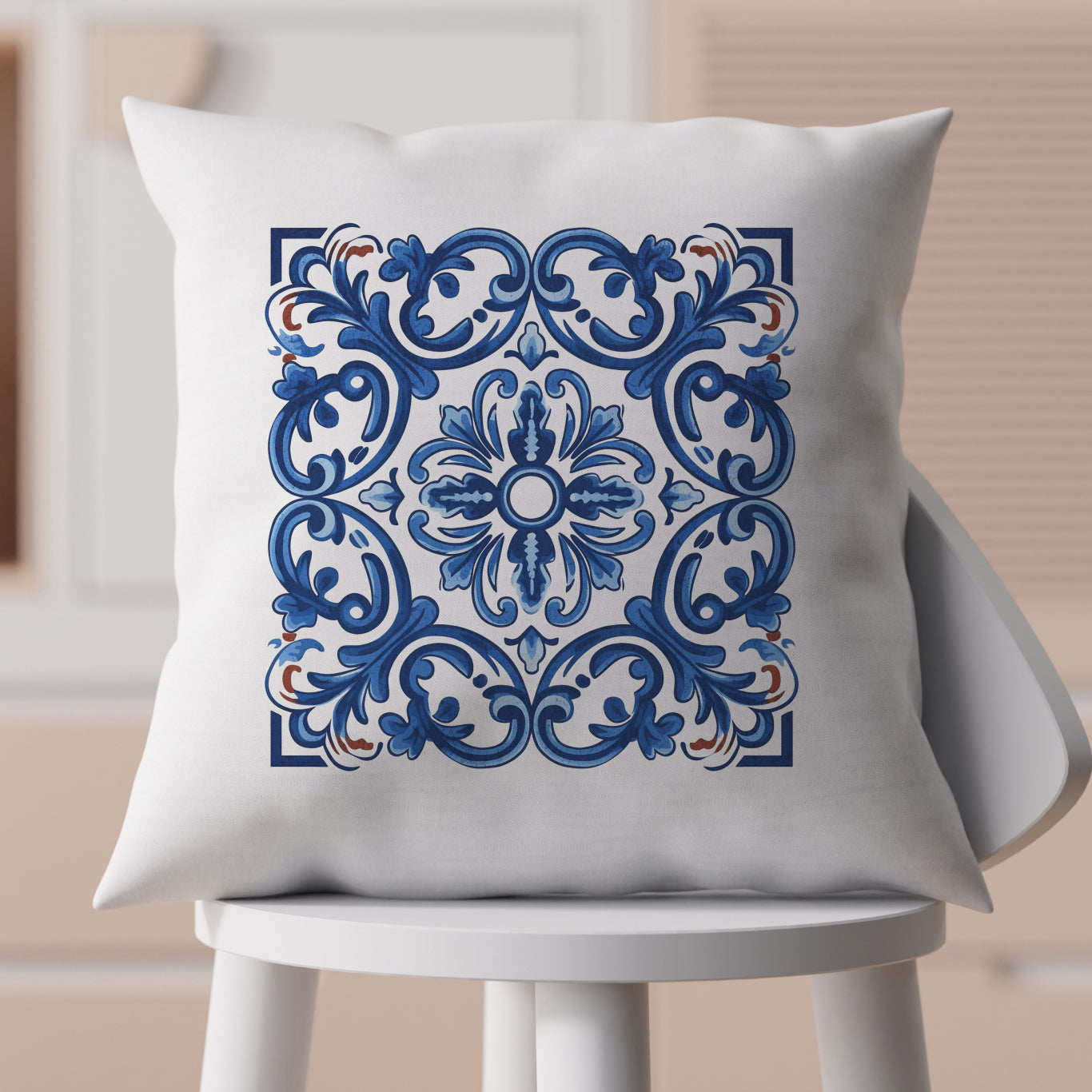 Classic Portuguese Tile Pattern Pillow - Infuse Elegance into Your Home