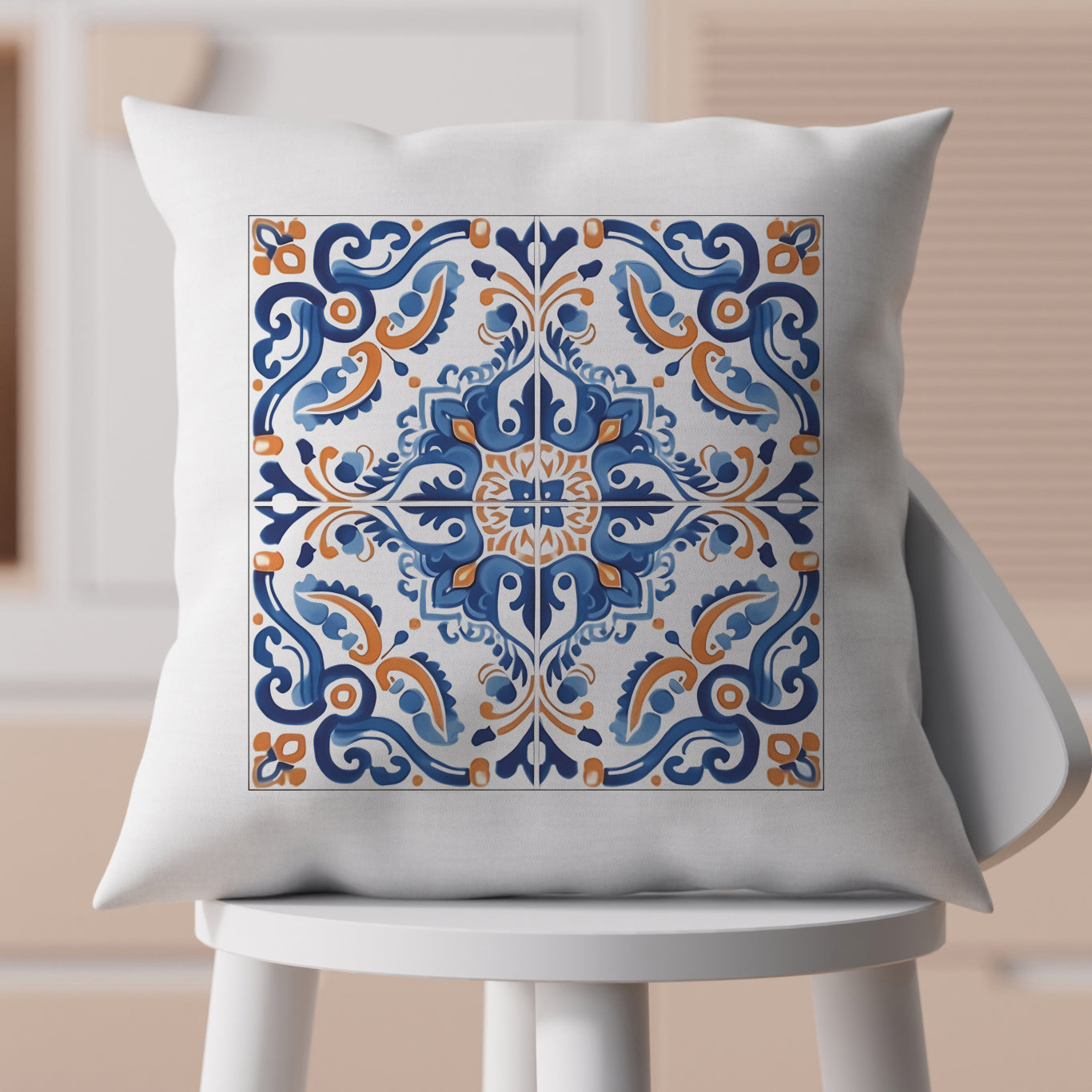 Elegant Portuguese Tile Design Pillow - Bring the Beauty of Portugal Home