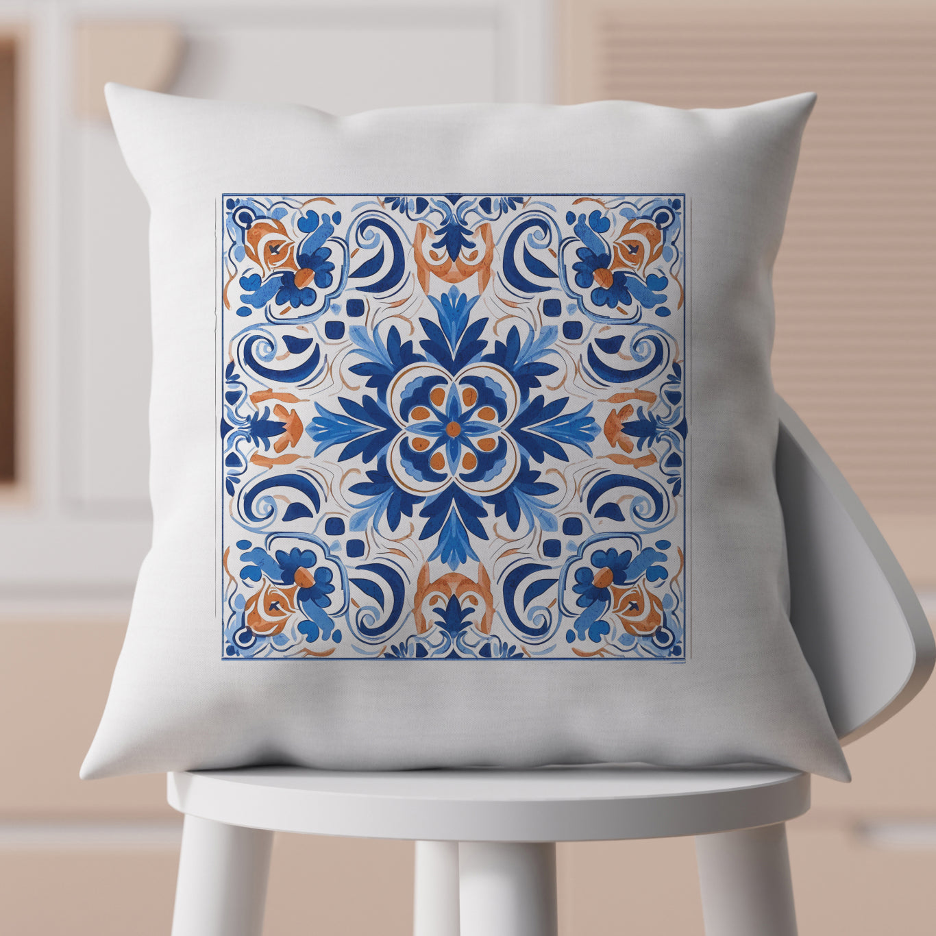 Authentic Tile Pattern Pillow - Portuguese Charm for Your Home