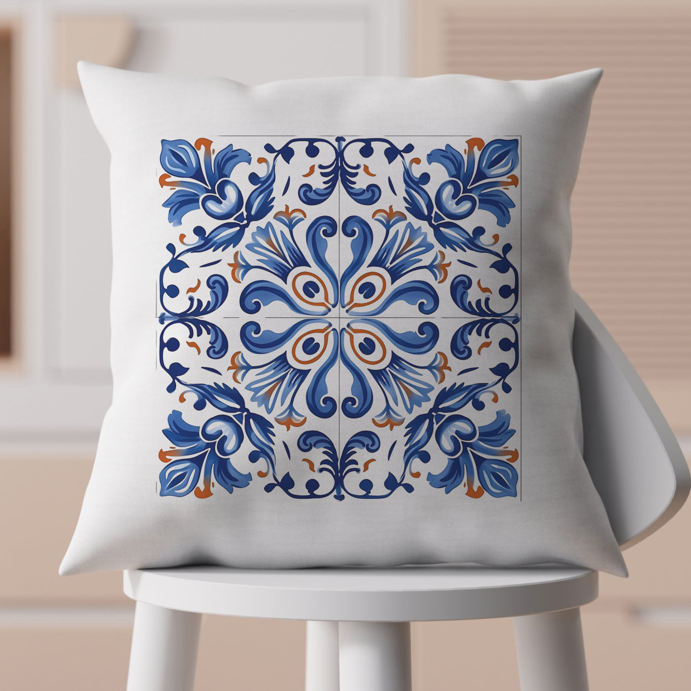 Elegant Portuguese Tile Design Pillow - Bring the Beauty of Portugal Home