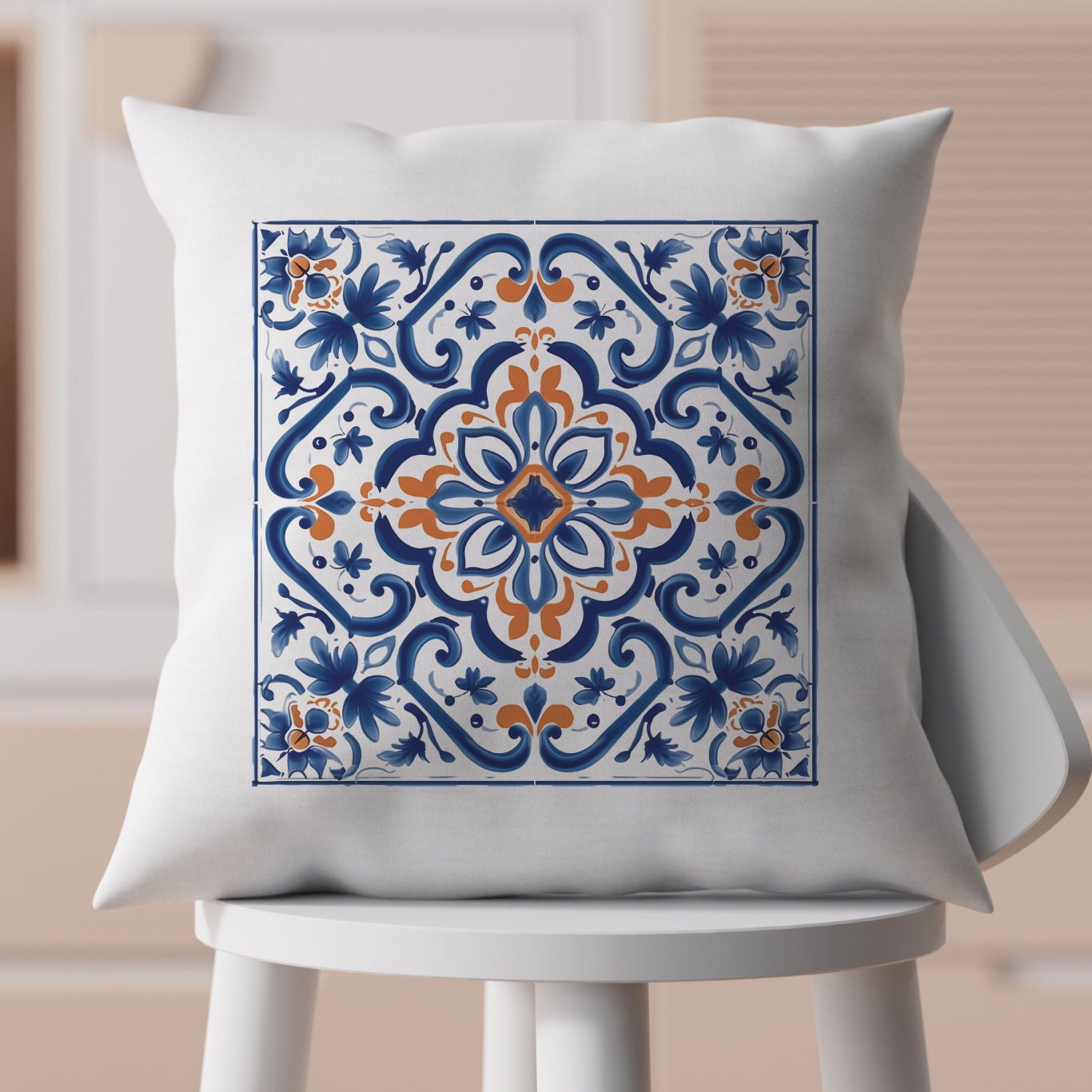 Elegant Portuguese Tile Design Pillow - Bring the Beauty of Portugal Home