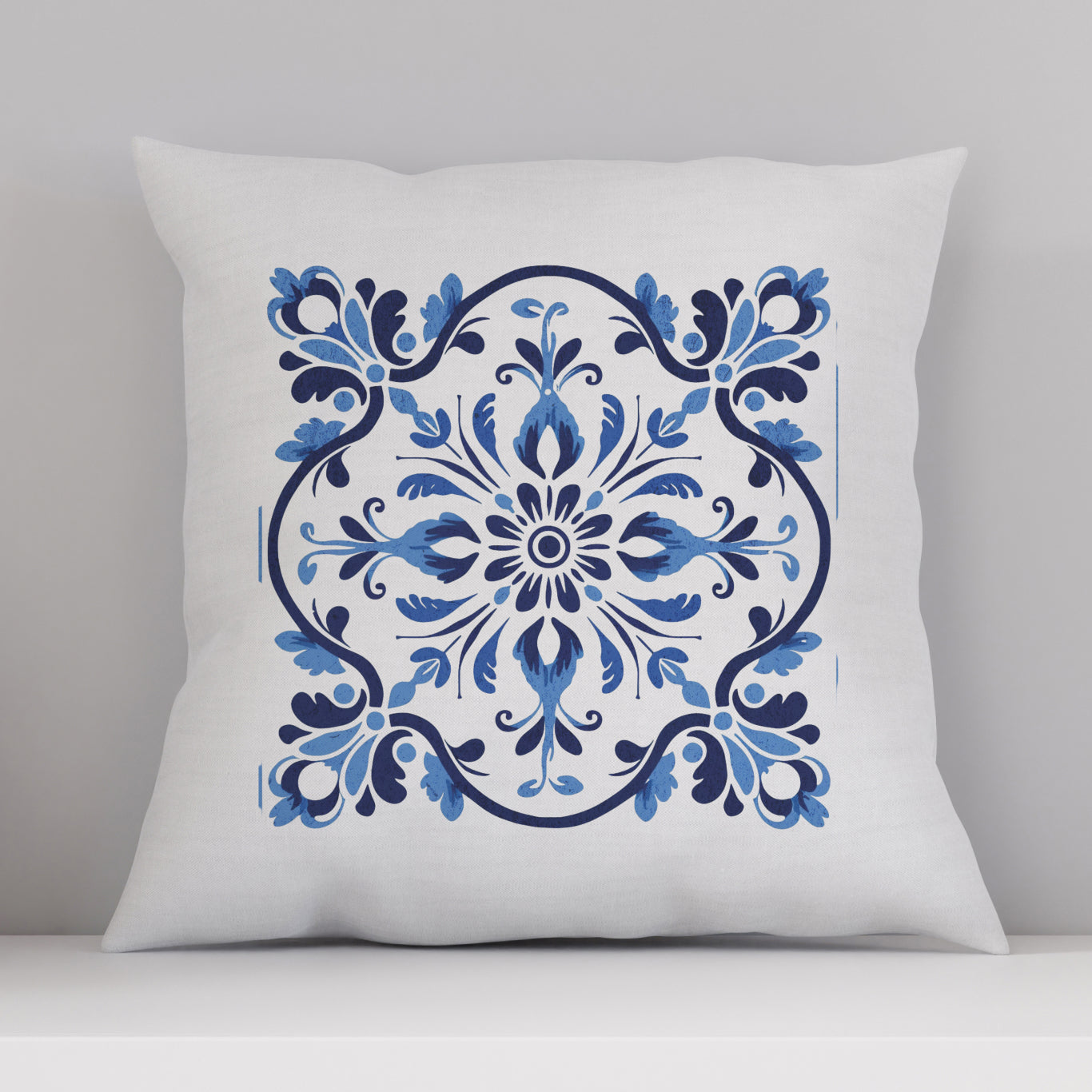 Traditional Portuguese Tile Inspired Pillow - Infuse Your Home with Cultural Elegance