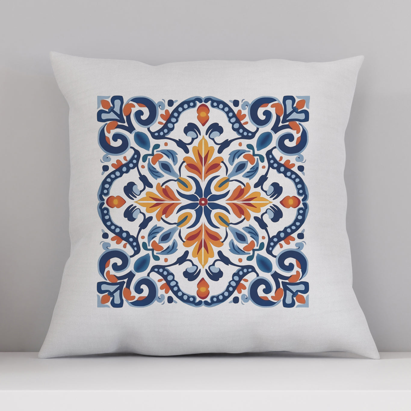 Elegant Tile Design Pillow - Portuguese Artistry for Your Home