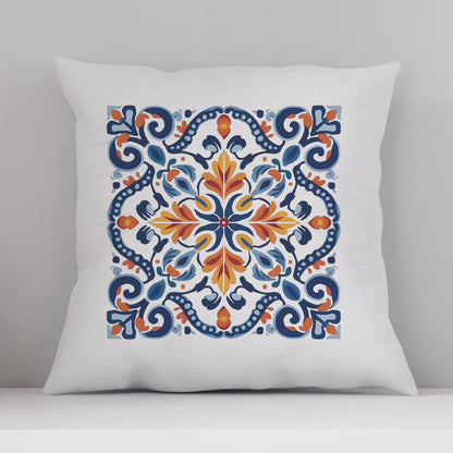 Elegant Tile Design Pillow - Portuguese Artistry for Your Home