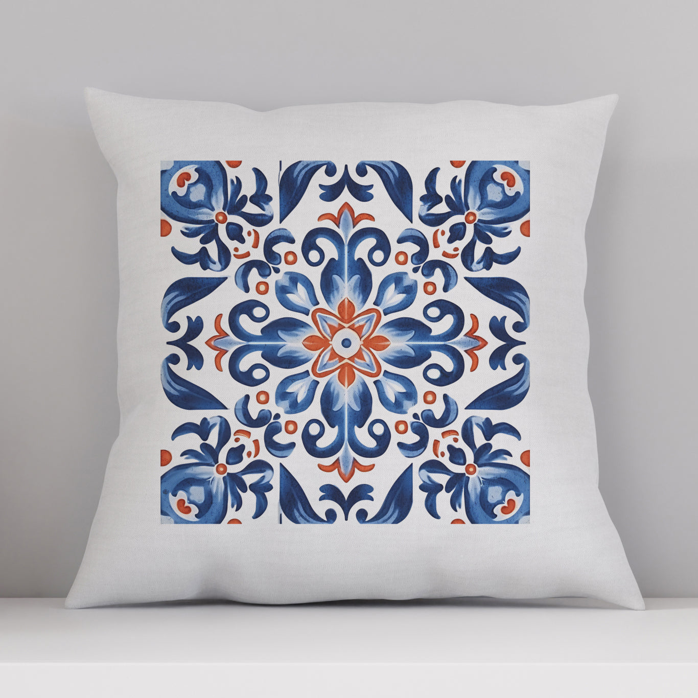 Elegant Tile Design Pillow - Portuguese Artistry for Your Home