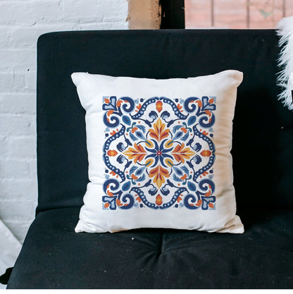 Elegant Tile Design Pillow - Portuguese Artistry for Your Home