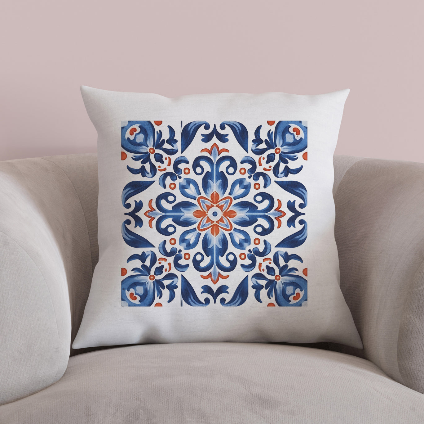 Elegant Tile Design Pillow - Portuguese Artistry for Your Home