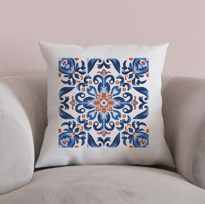 Elegant Tile Design Pillow - Portuguese Artistry for Your Home