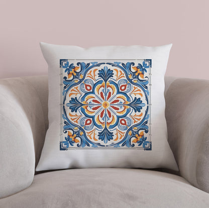 Elegant Tile Design Pillow - Portuguese Artistry for Your Home